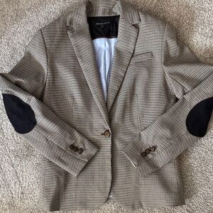 British Khaki Houndstooth Blazer